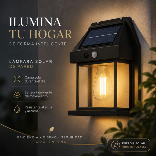 Lámpara solar exterior de pared con sensor de movimiento